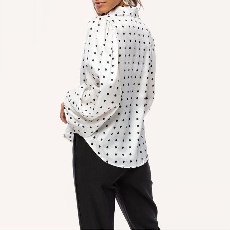 Damen Polka Dot Ballonärmel Bluse EB