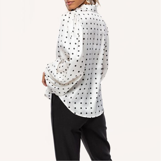 Damen Polka Dot Ballonärmel Bluse EB
