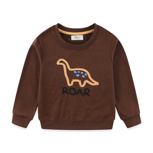 Jungen Sweatshirt mit lebhaftem Dinosaurier-Stickdesign EB