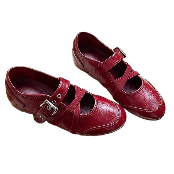 Damen elegante Schnür-Ballerinas mit modischem Riemchen-Design EB