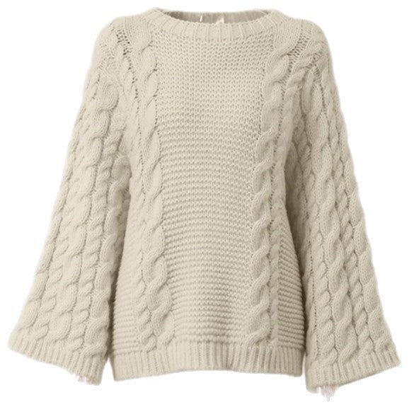 Damen Grobstrickpullover mit oversized Schnitt und kunstvollem Zopfmuster EB