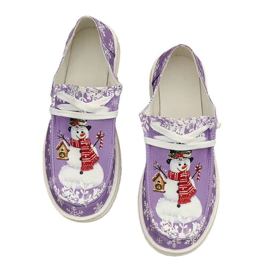 Damen Sneakers im winterlichen Design mit Schneemann-Motiv und rutschfester Sohle EB