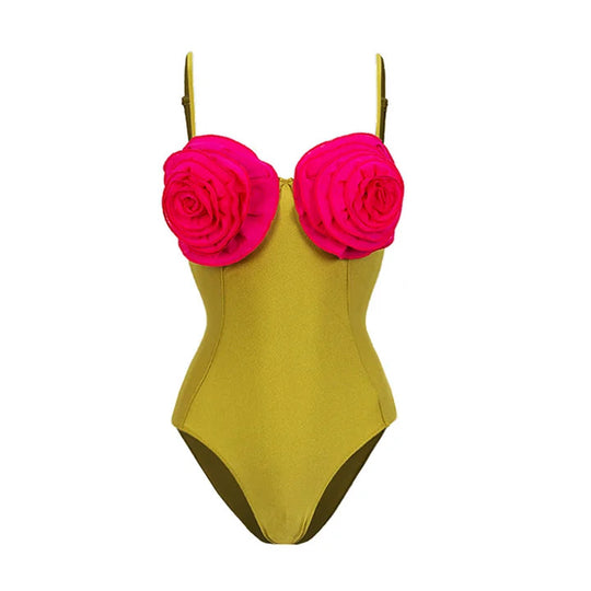 Damen Badeanzug-Set mit verspielten Blumendekorationen EB
