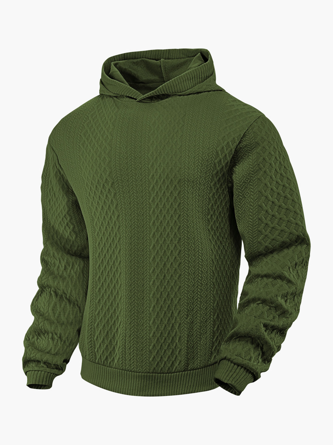 Herren nan strukturierter Schlauchkragen-Pullover mit Kapuze und Waben-Jacquard EB