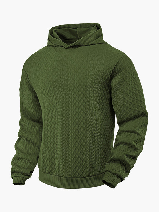 Herren nan strukturierter Schlauchkragen-Pullover mit Kapuze und Waben-Jacquard EB