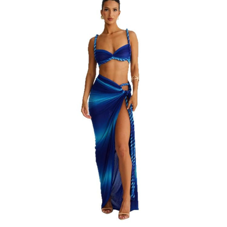 Damen Bikiniset mit elegantem Wickeltuch und kunstvollen Schnürdetails EB