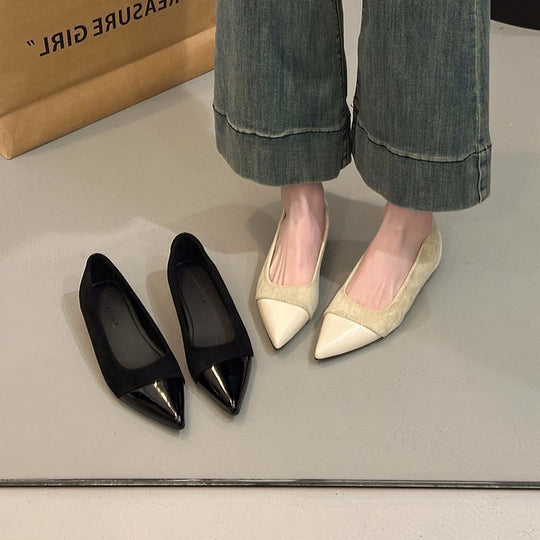 Damen elegante Ballerinas mit spitzem Design und hochwertiger Oberflächenstruktur EB