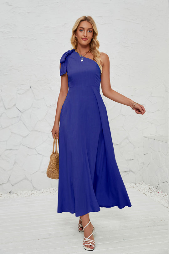 Damen Maxikleid mit asymmetrischem Design und Trägerdetail EB