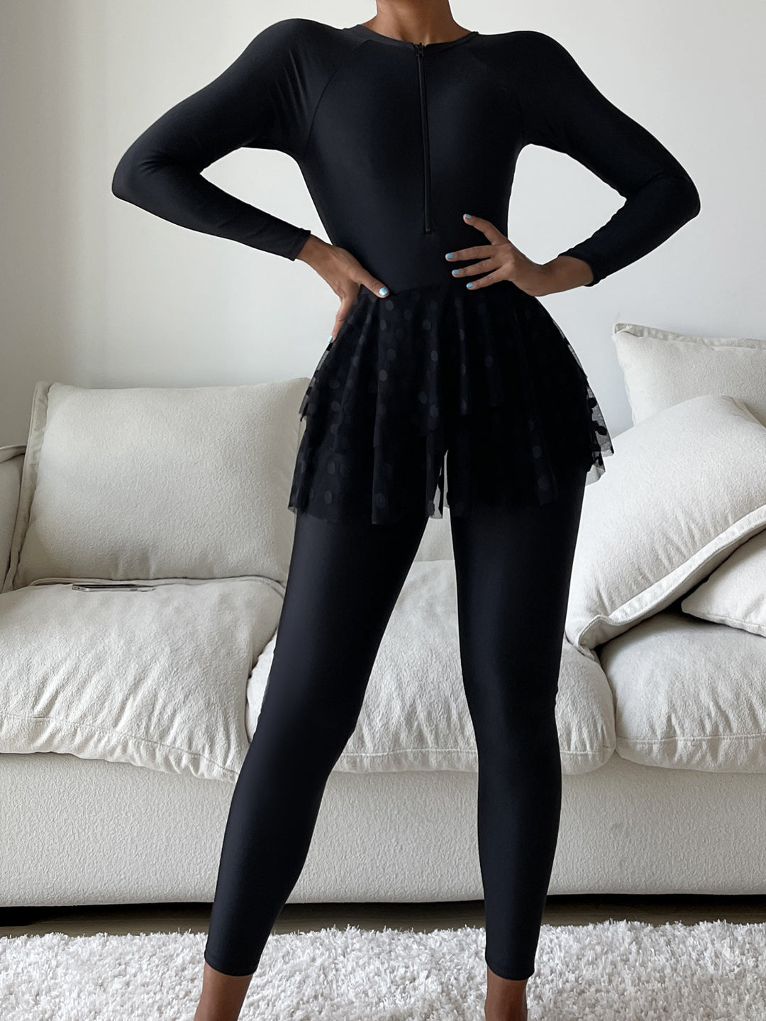 Damen Sportlicher Schwimmanzug mit schwingendem Rock EB