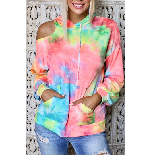 Damen Kapuzenpullover mit ausgeschnittenem Schulterdesign EB
