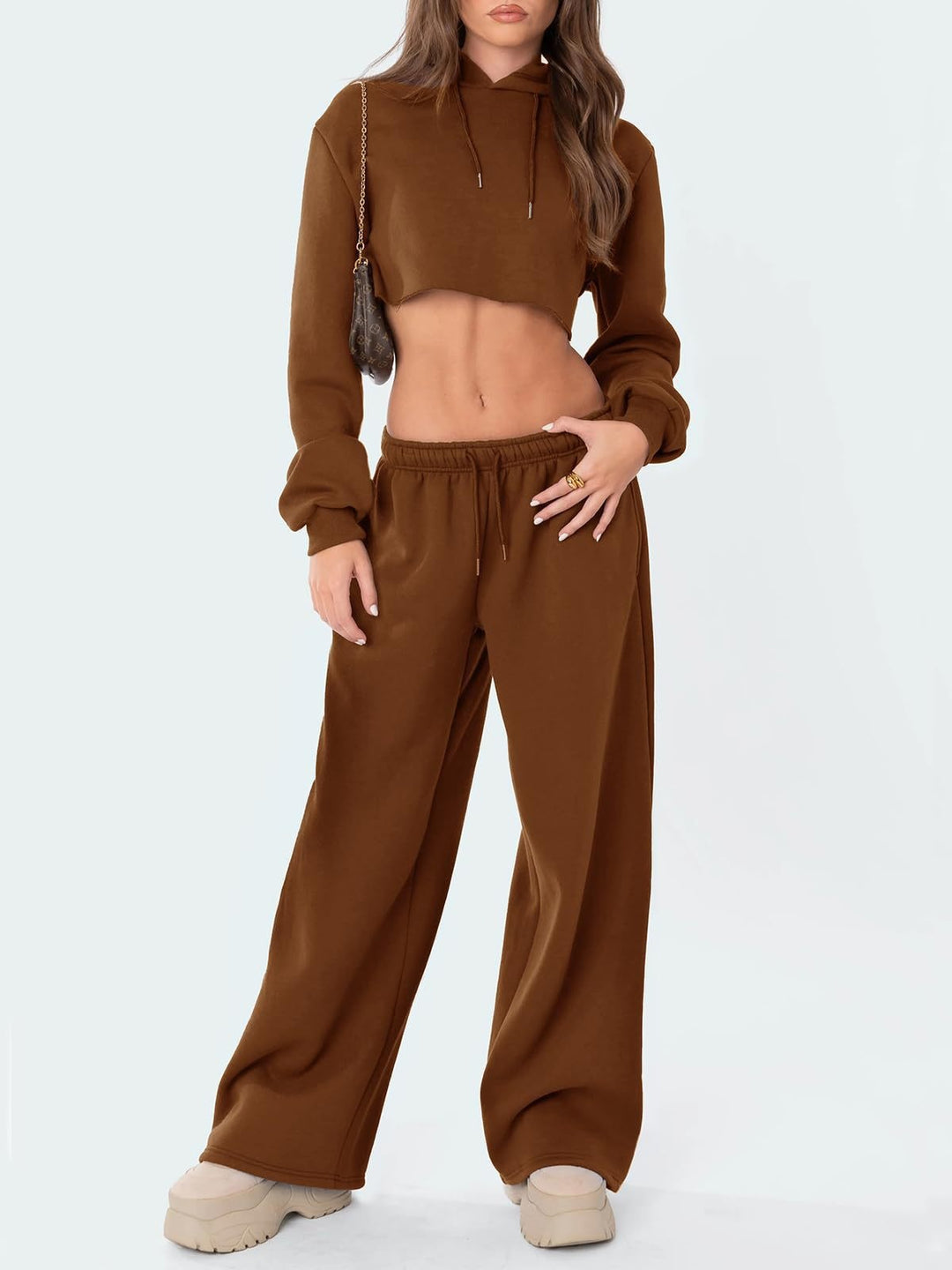 Damen nan weite Loungehose mit hohem Komfortbund, elastischem Tunnelzug und seitlichen Eingrifftaschen EB