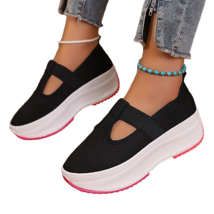 Damen Komfortable Slip-On Sneakers mit atmungsaktiver Strickoberfläche EB