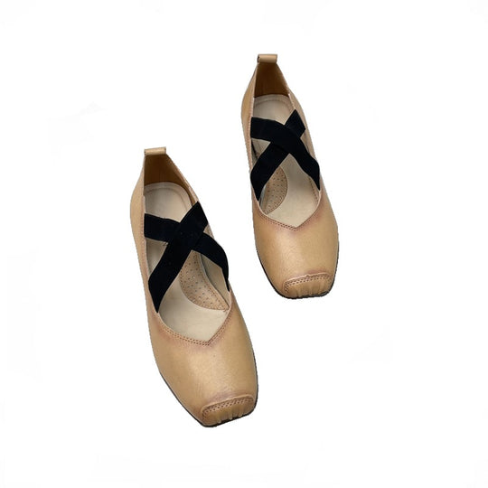 Damen Elegante Mid-Heel Schuhe mit elastischem Kreuzriemen EB