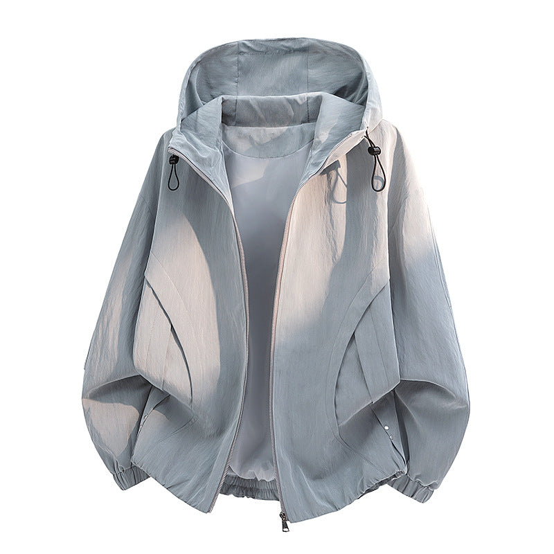 Unisex windabweisende Oversize-Kapuzenjacke aus Microfaser mit elastischem Saum EB