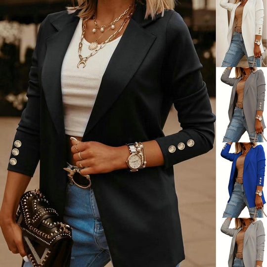 Damen Elegante Blazerjacke mit modischen Knopfdetails EB