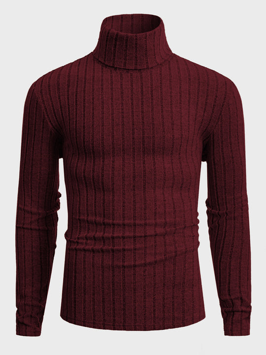 Damen Strickpullover mit hohen Kragen und feiner Rippenstruktur EB
