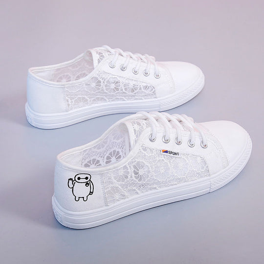 Damen modische Sneaker mit elegantem Spitzendesign und atmungsaktiver Spitzenstruktur EB