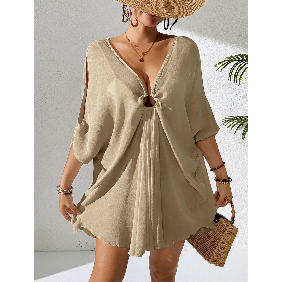 Damen Kaftan mit tiefem V-Ausschnitt und zurückgezogenem Design EB