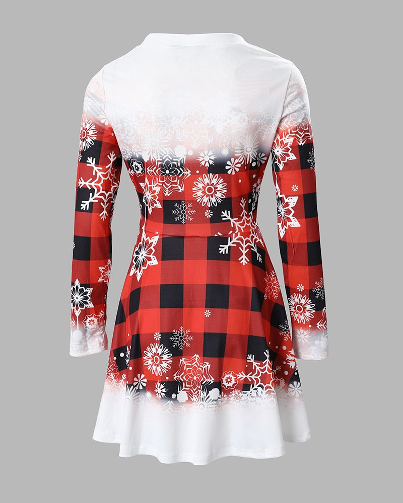 Damen Winterliches Minikleid mit festlicher Schneeflocken-Dekoration EB