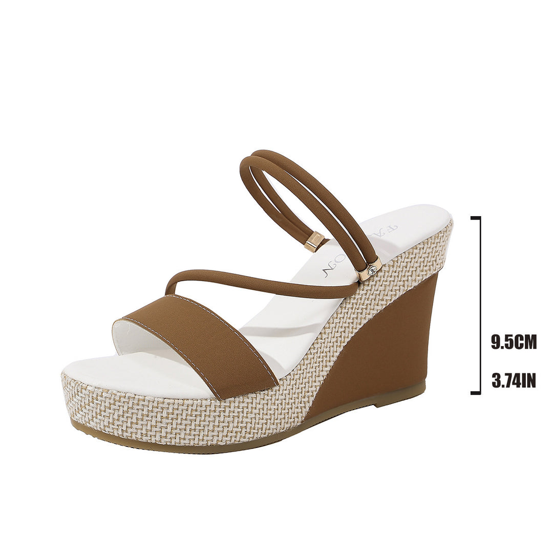 Damen Wedge-Pantoletten mit geflochtenem Riemendesign und komfortablem Fußbett EB