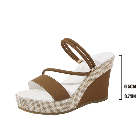 Damen Wedge-Pantoletten mit geflochtenem Riemendesign und komfortablem Fußbett EB