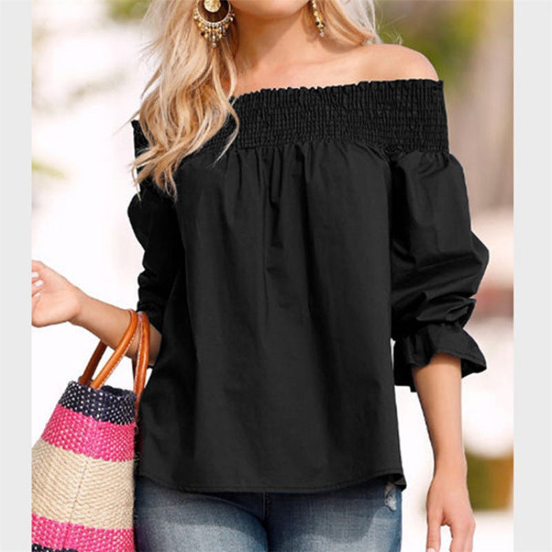 Damen Off-Shoulder Bluse mit Puffärmeln und Schleifendetail EB