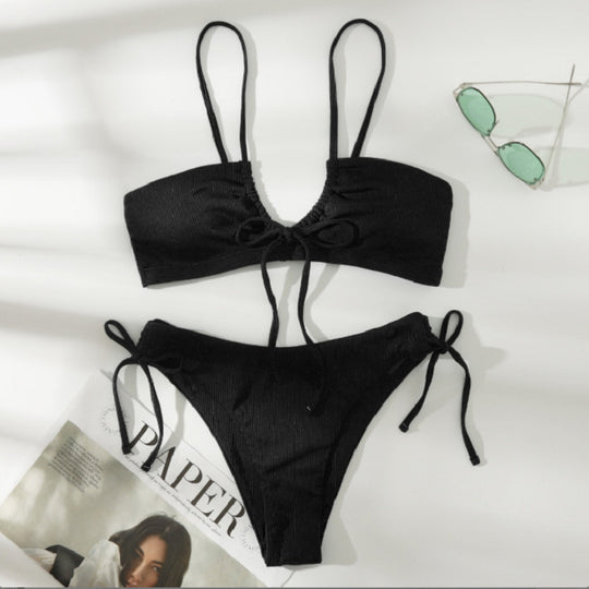 Damen Bikini-Set mit raffiniertem Wickeldetail und verstellbaren Trägern EB