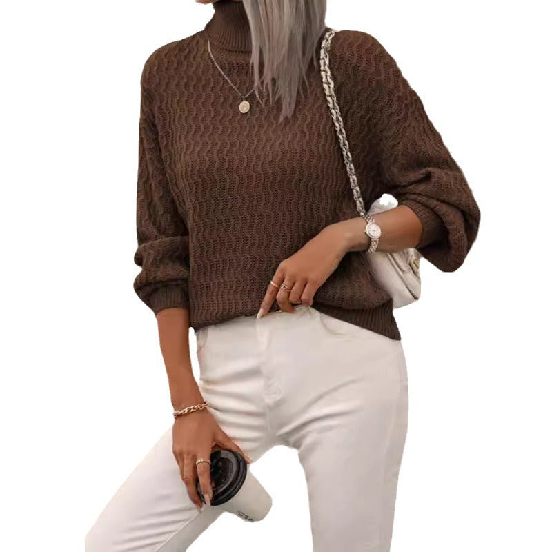 Damen Rollkragenpullover mit strukturiertem Muster und lässiger Passform EB