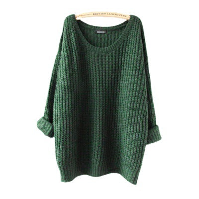 Damen Grobstrickpullover mit lässigem Schnitt und tiefem Rundhalsausschnitt EB
