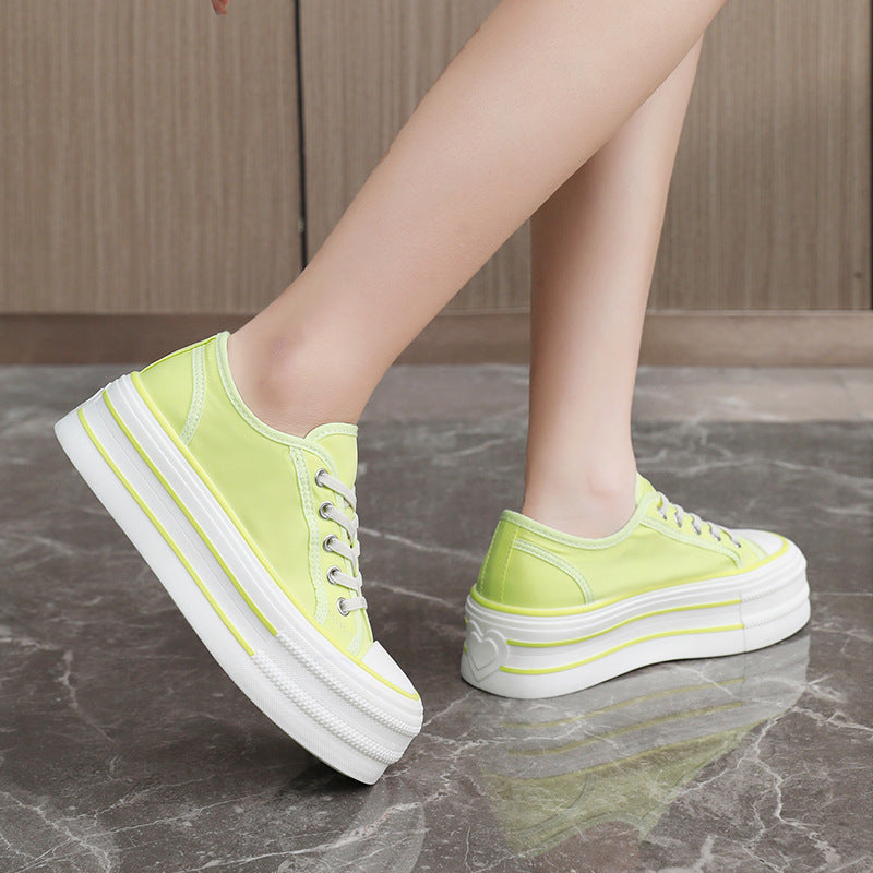 Damen Plüsch Plateau Sneakers mit atmungsaktivem Obermaterial EB