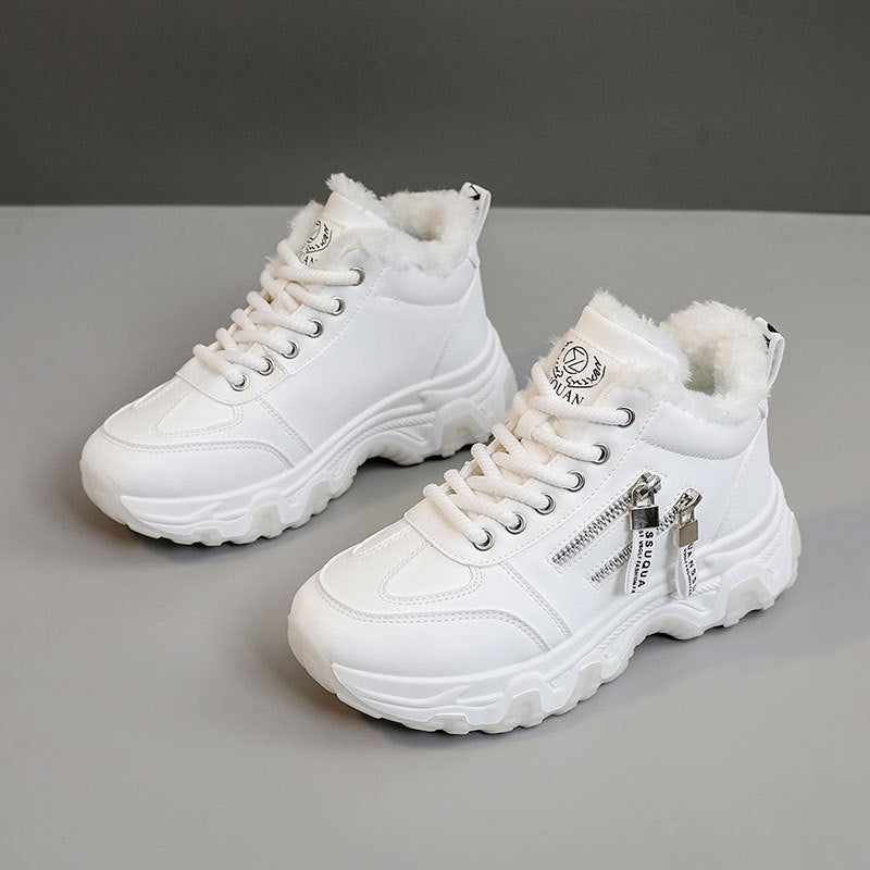 Damen gefütterte High-Top Sneakers mit modischem Design und praktischen Reißverschlussdetails EB