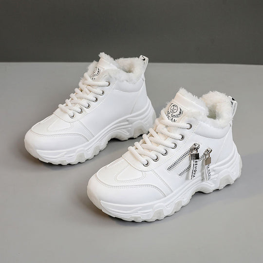 Damen gefütterte High-Top Sneakers mit modischem Design und praktischen Reißverschlussdetails EB
