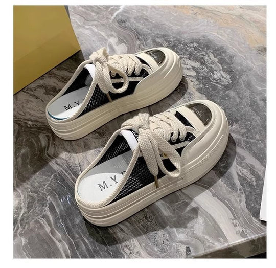 Damen modische Slip-On Sneakers mit dämpfender Sohle und luftiger Mesh-Oberfläche EB