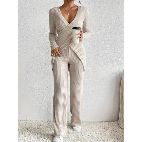 Damen elegantes lässiges Strickanzug Set EB