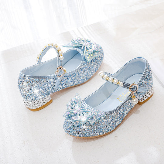 Mädchen Glitzernde Ballerinas mit dekorativen Strass- und Perlenschleifen EB