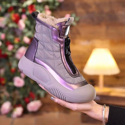 Damen gefütterte Winterstiefel mit seitlichem Reißverschluss und rutschfester Sohle EB