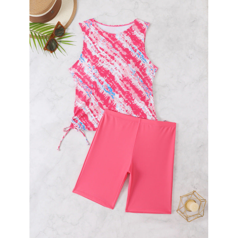 Damen Tankini-Set mit modischem Raffung und sportlicher Shorts EB
