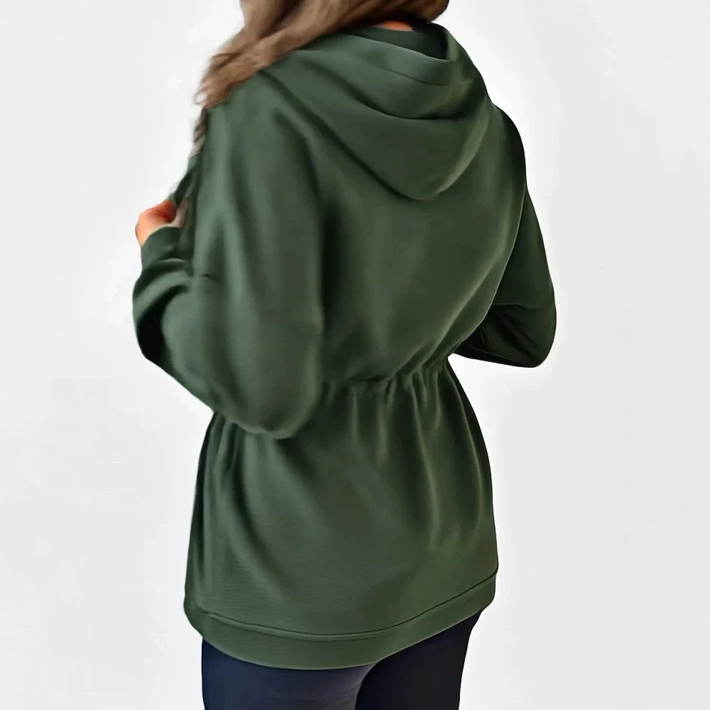 Damen Kapuzenjacke mit Taillen-Zugband, Reißverschluss und Eingrifftaschen EB