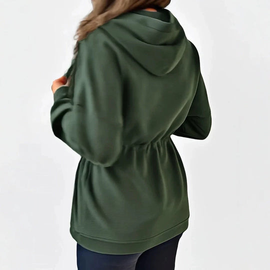 Damen Kapuzenjacke mit Taillen-Zugband, Reißverschluss und Eingrifftaschen EB