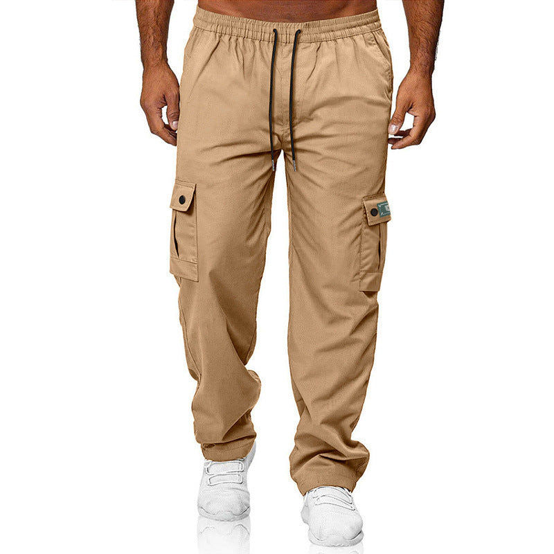 Herren Cargohose mit elastischem Bund, Kordelzug und Multifunktions-Taschen EB