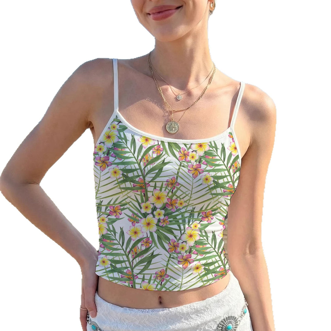 Damen Trägershirt mit lebhaftem Blumenmuster und elastischem Abschluss EB