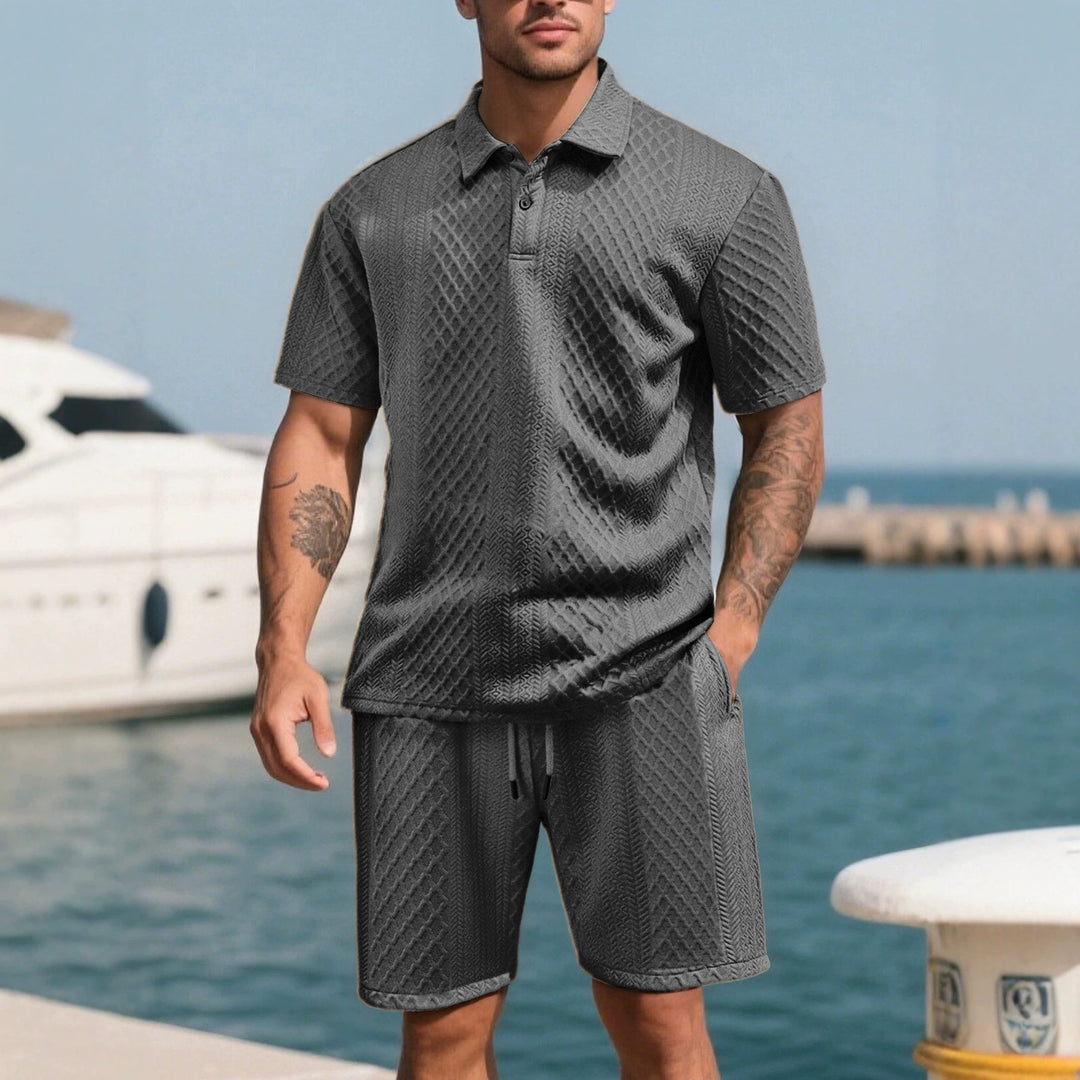 Herren nan strukturierte Lounge-Shorts mit Elastikbund Tunnelzug und seitlichen Eingrifftaschen EB