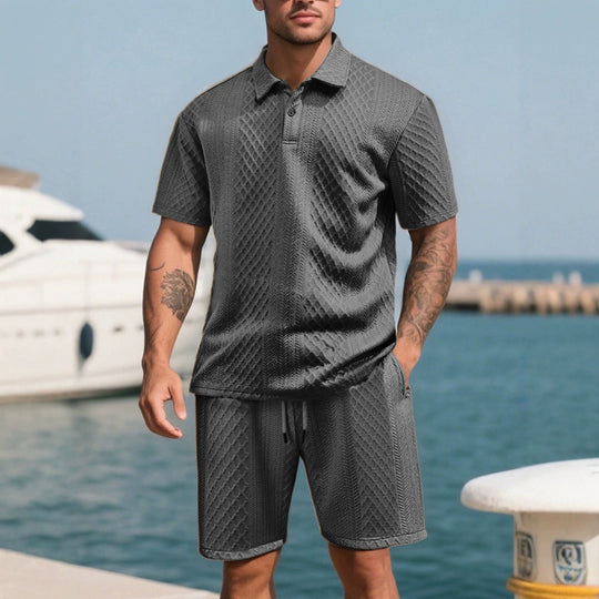 Herren nan strukturierte Lounge-Shorts mit Elastikbund Tunnelzug und seitlichen Eingrifftaschen EB