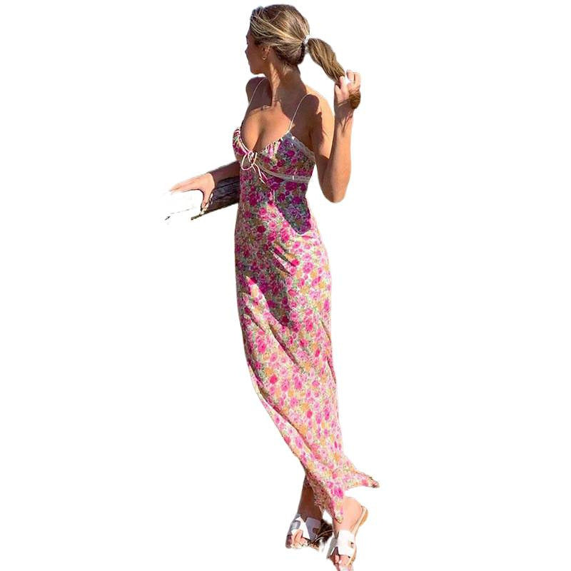 Damen Langarm-Hängerockkleid mit floralem Druck EB