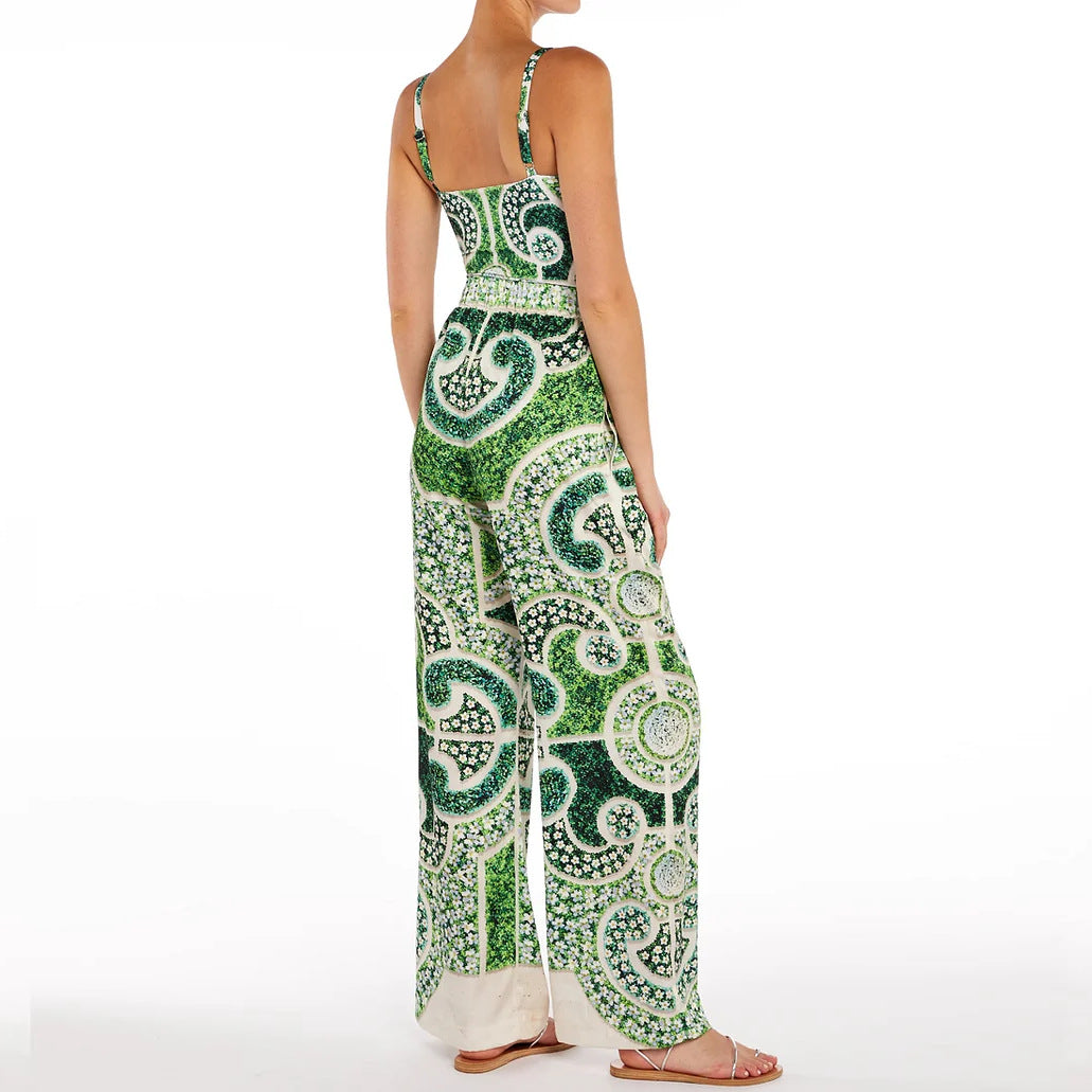 Damen Einteiler Badeanzug mit kunstvollem Blumenmuster EB