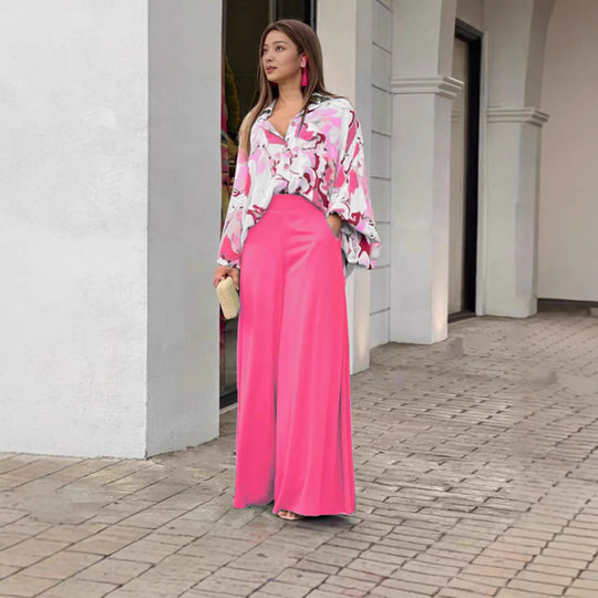 Damen Weit geschnittene Culotte-Hose mit hohem Bund und fließendem Stoff EB