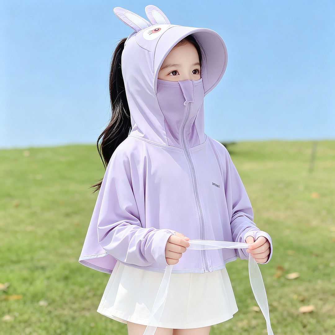 Unisex nan UV-Schutz Kapuzenjacke für Kinder mit leichtem, atmungsaktivem A-Linien Schnitt und Daumenlöchern  EB