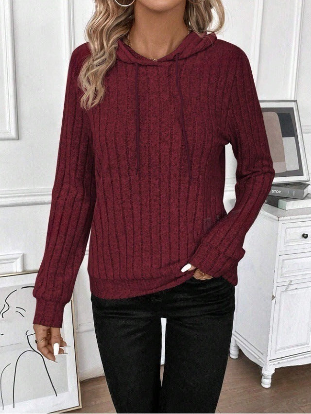 Damen Fleece Kapuzenpulli im Rippdesign EB