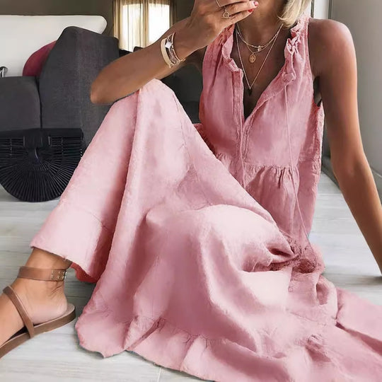 Damen Maxikleid mit romantischem Rüschendetail EB
