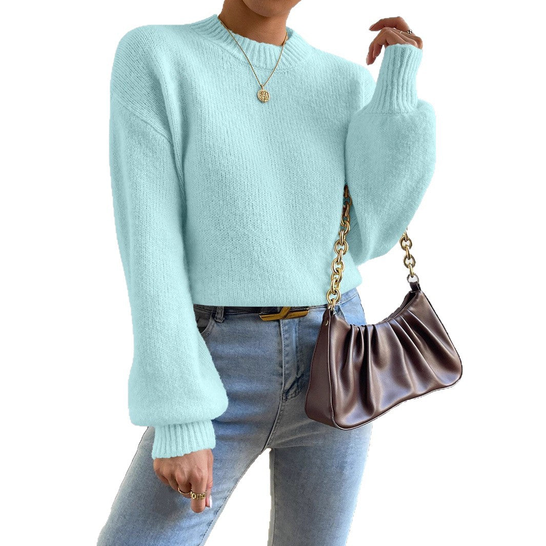 Damen Kuschelpullover mit weitem Schnitt und hochgeschlossenem Kragen EB